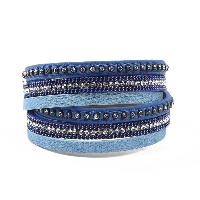 Montebello Armband Bartsia Blue - PU Leer - Wikkel - 19cm