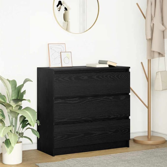 vidaXL - Dressoir - 80x35x76 - cm - spaanplaat - zwart - eikenkleurig