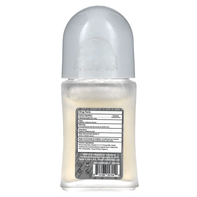 Oké Pure Naturals, Antiperspirant Deodorant voor Mannen, Fris, 2 oz. white
