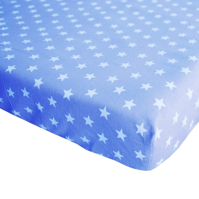 BINK Bedding Hoeslaken Stars Blue Wieg/Kinderwagen 40 x 80 cm