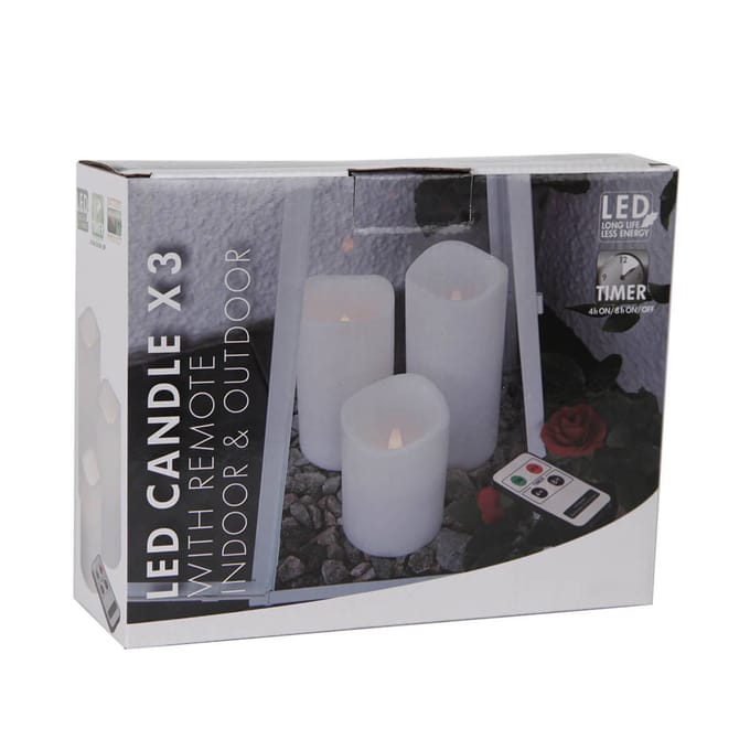 STAR TRADING Set van drie LED kaarsen voor buitenshuis