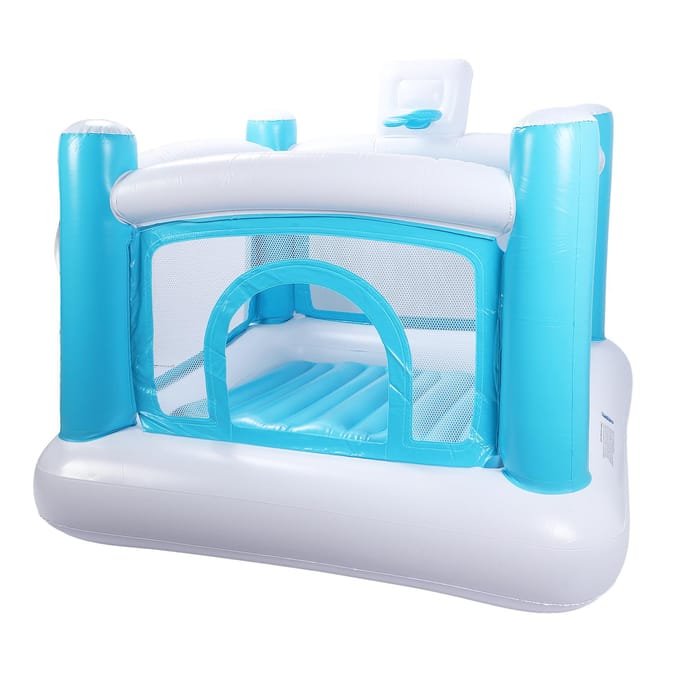 Opblaasbaar Kasteel Dik PVC Opblaasbaar Springkasteel met Afneembaar Mat voor Binnen Buiten blue