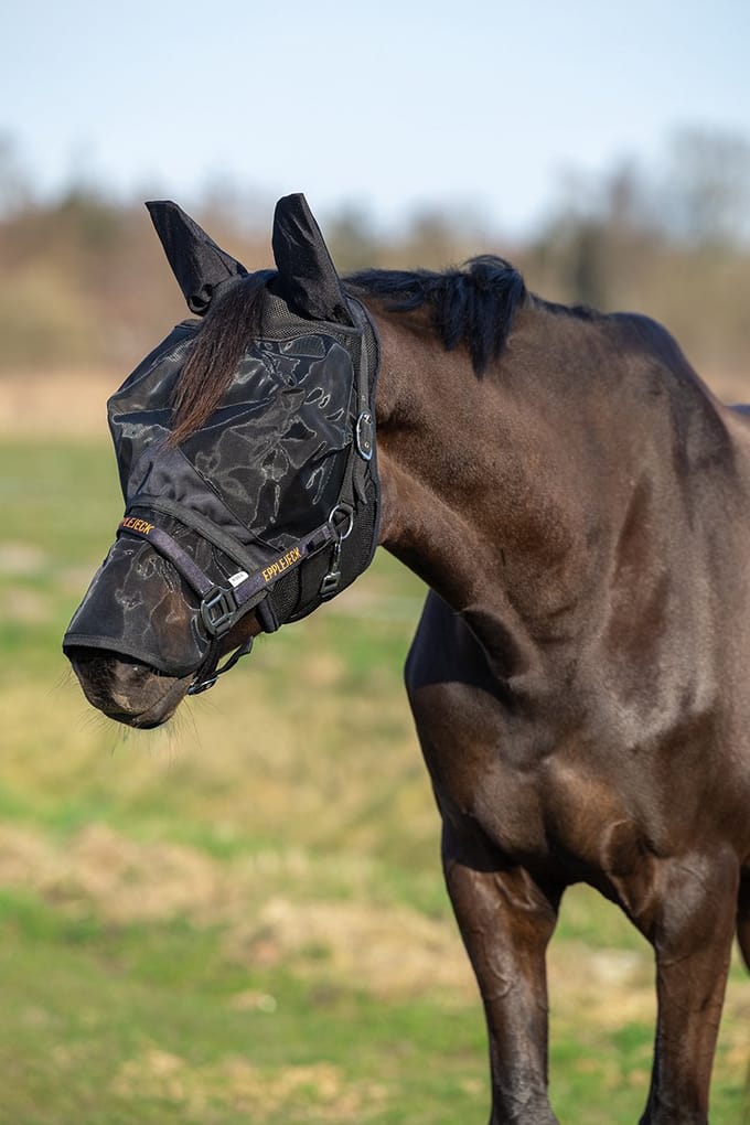 Epplejeck Vliegenmasker Epplejeck Ejafneembare Neusflap Zwart - SHETLANDER