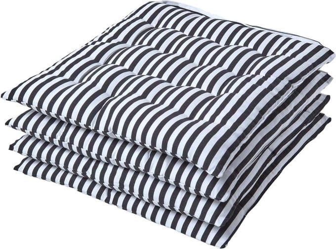 Homescapes stoelkussens zwart witte strepen 4 stuks