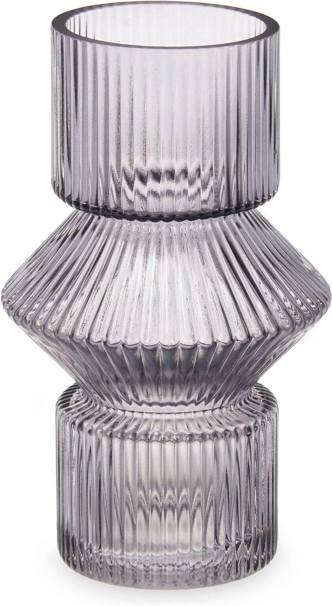 Vaas van geribbeld glas, 9,5 x 16,5 cm