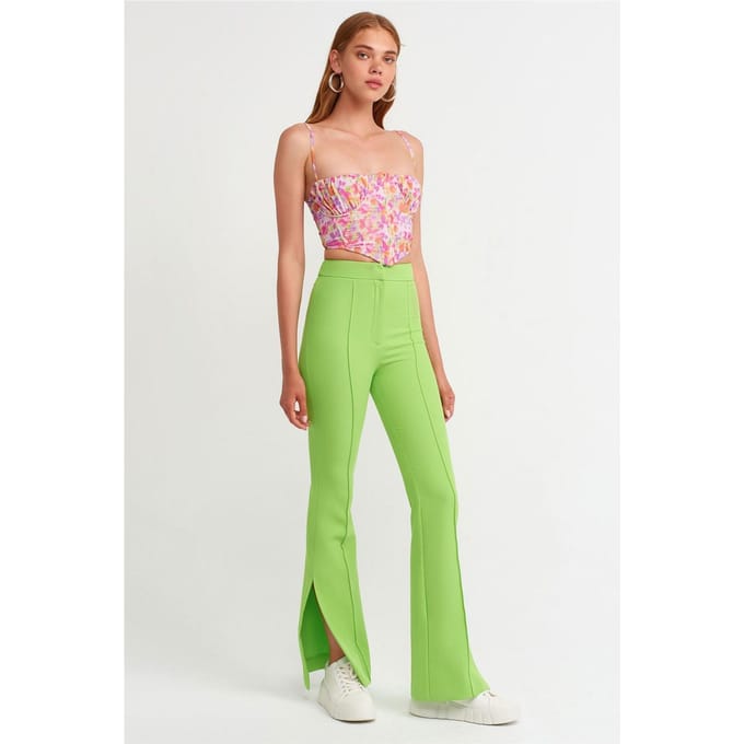 Hoge taille flare-broek met split
