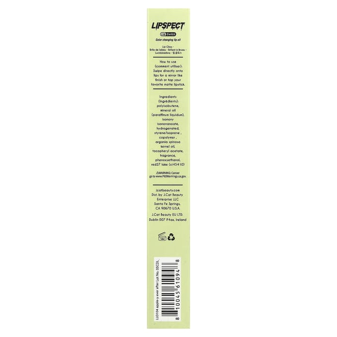 J.Cat Beauty, Lipspect Lip Sensor, Kleurveranderende Lipolie, LLO 104 Apple-y Ever After, 3 ml (0,1 floz) white