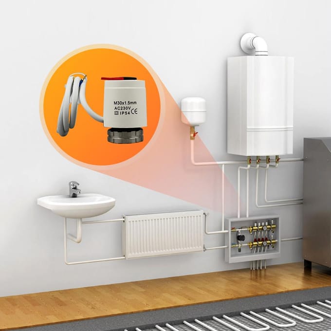 Thermische actuator AC 230V Normaal gesloten Elektrische actuator M30 * 1.5 Draad voor Vloerverwarming Thermostaat wit