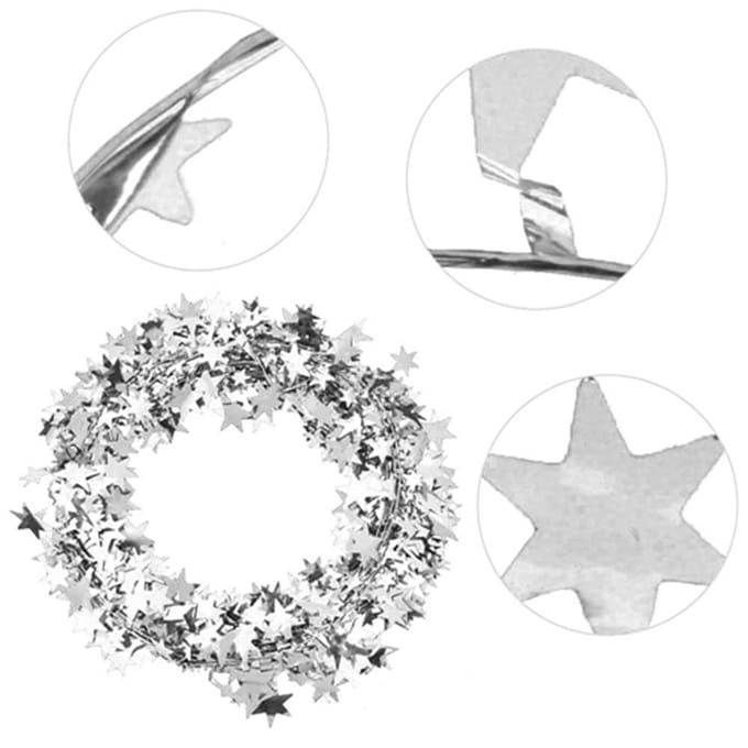 7,5 m Kleine Ster Slinger Kerstboom Bruiloftsfeest Decoratie Kledingaccessoires (Zilver) zilver