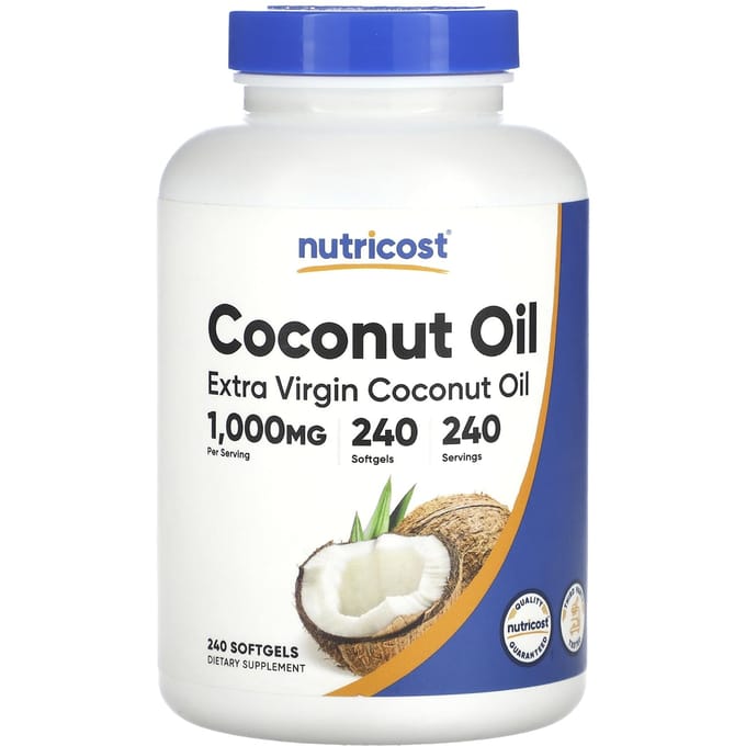 Nutricost, extra vierge kokosolie, 1.000 mg, 240 capsules