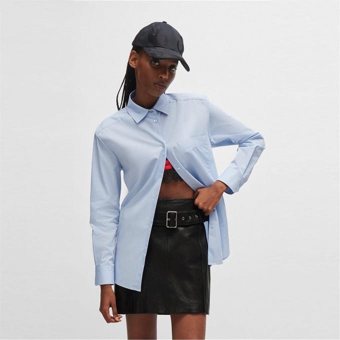 Hugo Dames/Dames oversized Blouse (Helder paars)
