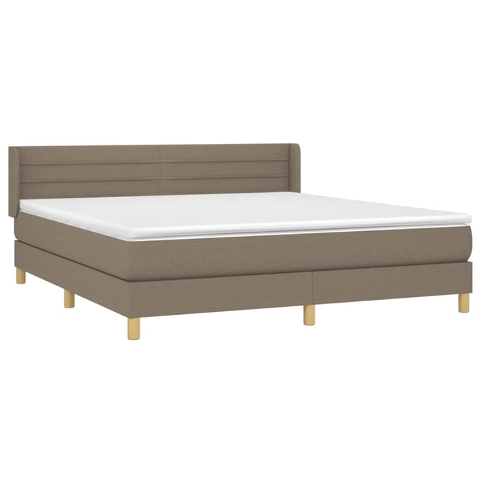 vidaXL - Boxspring - met - matras - stof - taupe - 160x200 - cm