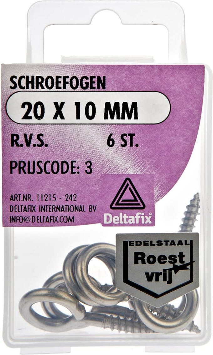 Deltafix Schroefogen - 6x - verzinkt metaal - 20 x 10 mm - ijzerwaren bevestigsmaterialen