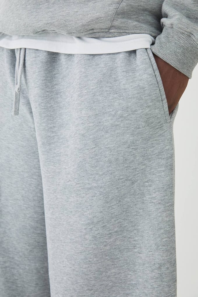 Plus Essential Extreme Wide Leg Joggers | Grey Marl | Size 4XL