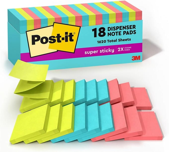 Super Sticky Notitieblokjes 76x76 mm Levendige Kleuren 18 Stuks