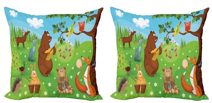 ABAKUHAUS Egel Kussenhoes Set – 2x50x50 cm – Dubbelzijdig bedrukt – Multicolor – Rits