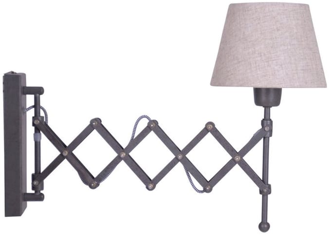 Wandlamp Shear "Adrienne" uitrekbaar E27 Metaal Textiel 40W verstelbaar