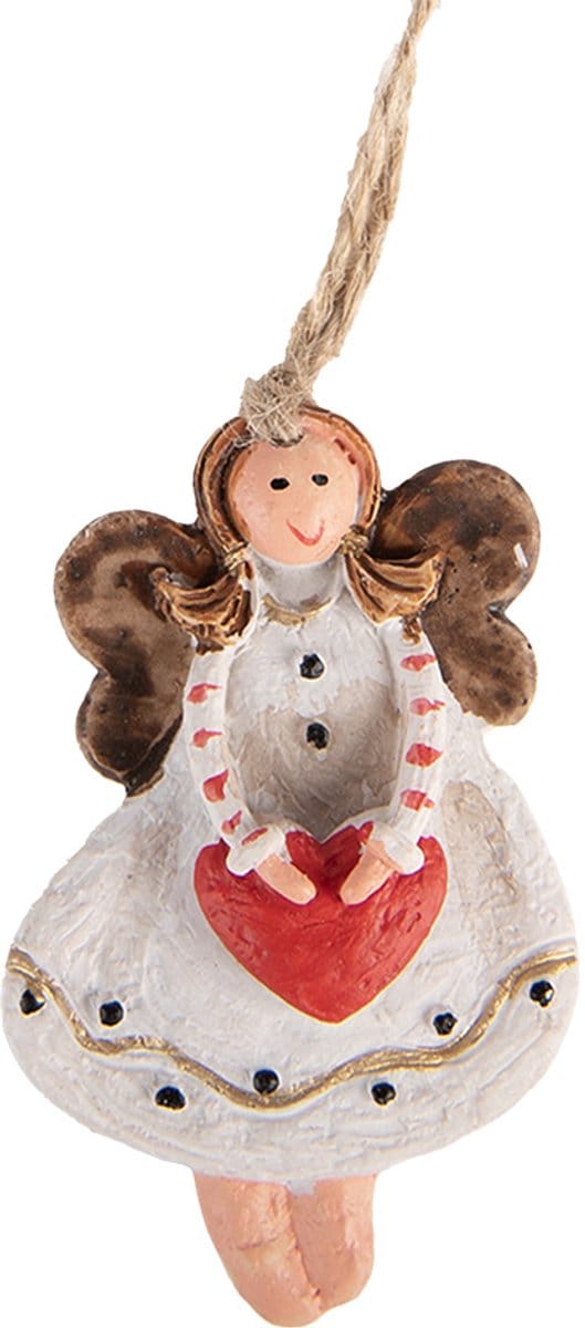 Clayre & Eef Kersthanger Engel 7x1x7 cm Wit Kunststof