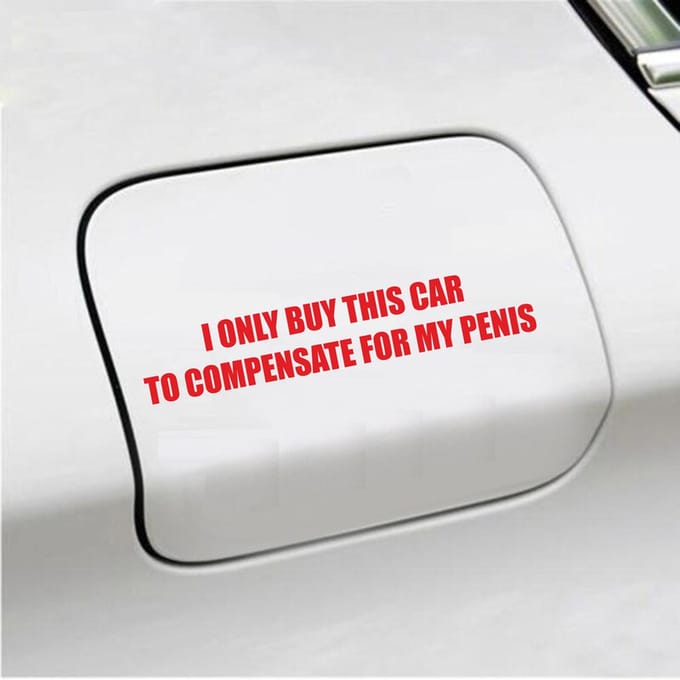 Bumpersticker - I Only Buy This Car - 3,5 X 19,6 - Rood