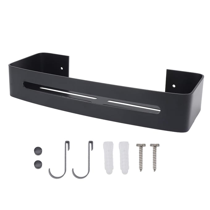 Wandmontage Badkamerplank Douche Badrek Enkellaags Ruimte Aluminium Badkamer Zwevende Muur black