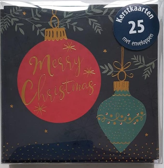 Kerstkaarten - 25 Stuks - 10 x 10 cm – Luxe Kaarten - Merry Christmas - K-135