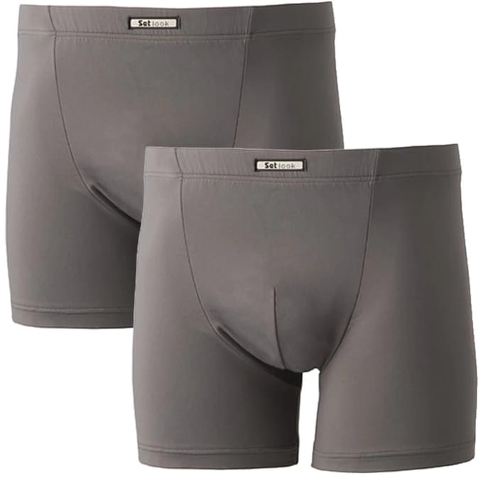 Set heren boxershorts - microvezel - 2-pack - antraciet - maat M