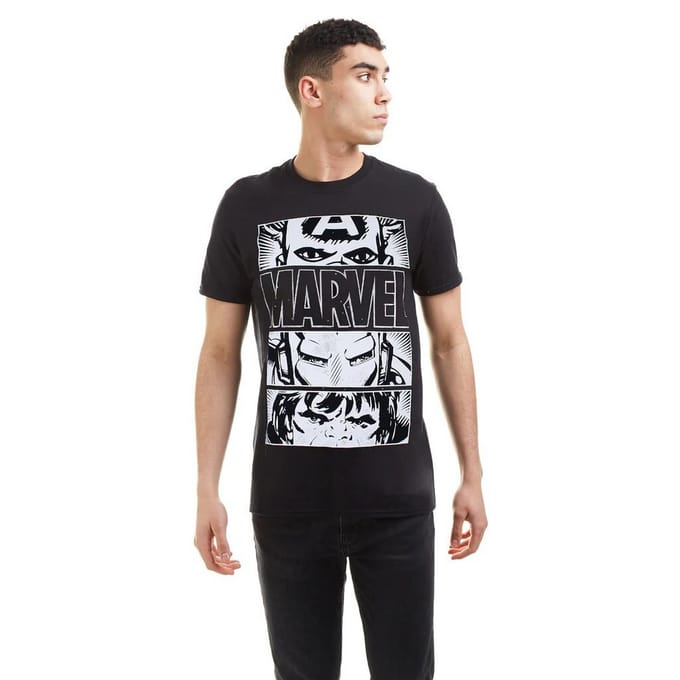 Marvel Heren Helden Ogen Licht T-shirt (Zwart/Grijs)