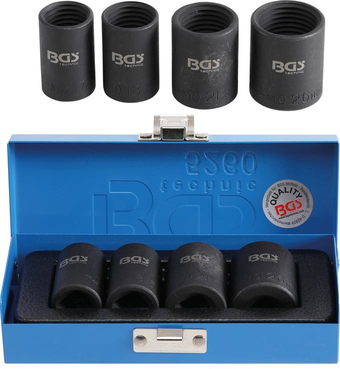 BGS Spiraalprofiel-doppenset / schroefuitdraaier 1/2 17 - 26 mm, 4 delig