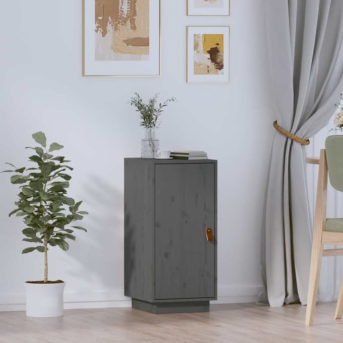 vidaXL - Dressoir - 34x40x75 - cm - massief - grenenhout - grijs