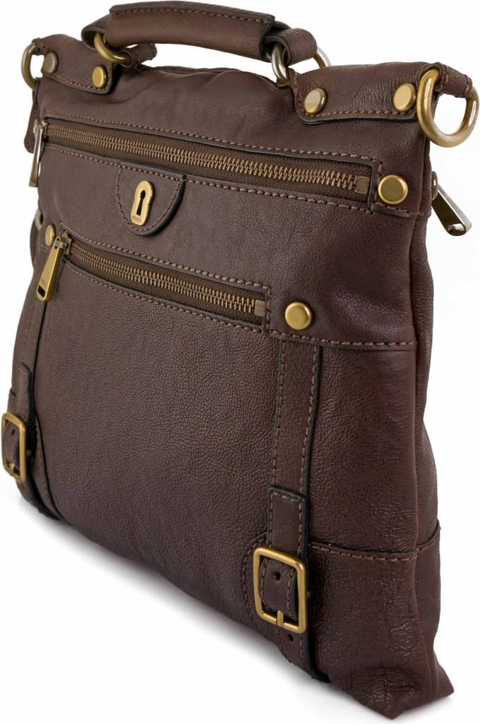 Handtas Fossil Wmns Schoudertas Emilia Flat Crossbody Bruin - UNI