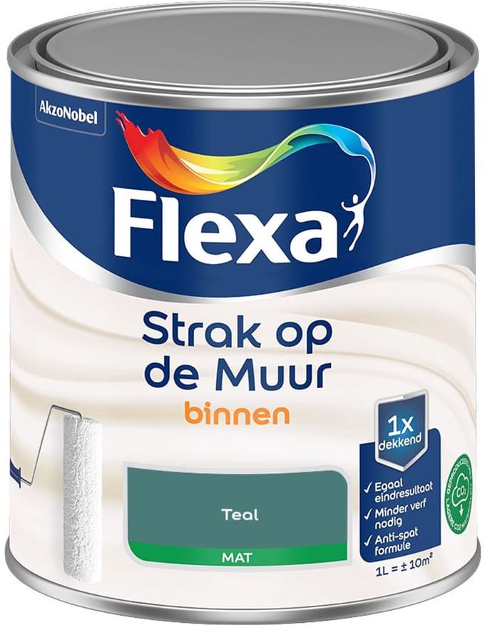 Flexa - Strak Op De Muur Binnen Mat - Teal - Mengverf - 1 L