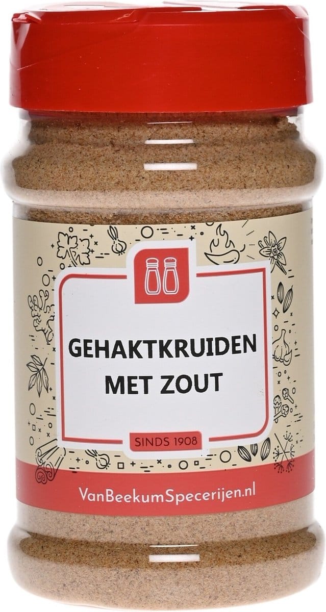 Van Beekum Specerijen - Gehaktkruiden Met Zout - Strooibus 200 Gram