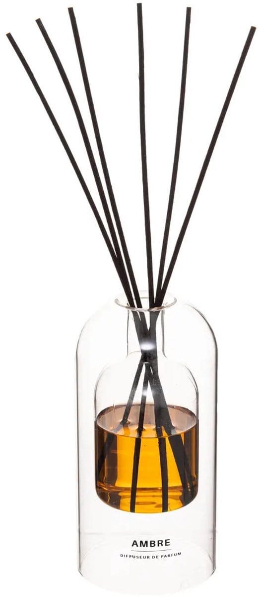 Atmosphera Geurstokjes in luxe glazen houder - Amber - 150 ml - geurverspreider - interieurparfum