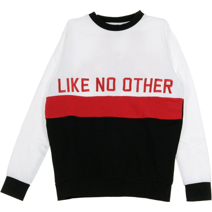 Authentiek Bethek herensweatshirt met ronde hals, wit/zwart/rood