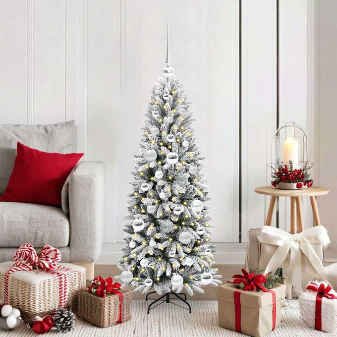 vidaXL - Kunstkerstboom - Wit - 120 - cm - PVC - en - plastic - en - staal - en - PE