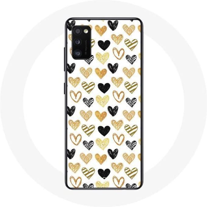 Coque pour Samsung Galaxy S20 plus Fond de texture abstraite coeurs noir jaune et gris