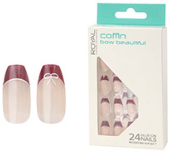 Royal Cosmetics | Salon Nails Coffin Bow Beautiful - incl. nailglue - 24 stuks