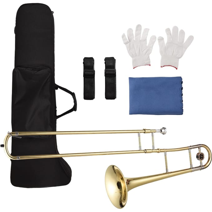 Bb Tenor Trombone voor Beginners Studenten Messing Vergulde Trombone Instrument Bb Tenor Schuif Trombone goud