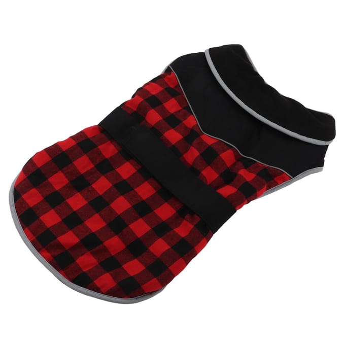 Huisdier Hond Jas Waterdicht Winddicht Reflecterend Winter Warm Ruitjes Hondenjas voor Klein Middelgroot Groot S(for 2-4kg) black