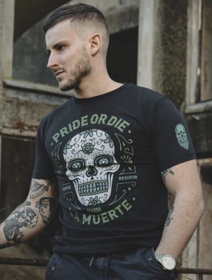 PRiDEorDiE Hasta La Muerte T Shirt Zwart - S