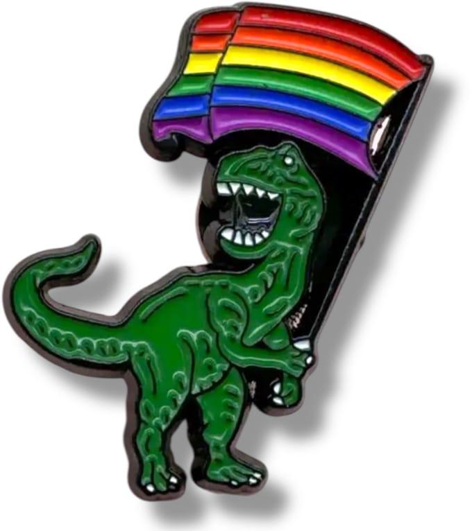 Dino Regenboog Pin – Pride Accessoire – Dinosaurus Speldje