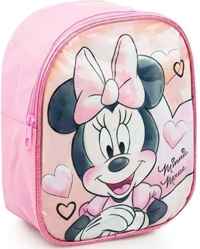 MINNIE MOUSE Hartjes Rugzak Rugtas School Tas 1-3 Jaar Roze Lief