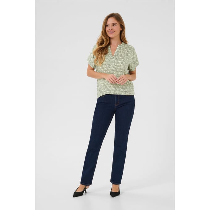 Blouse met korte mouwen Regular fit Oli Green / Chalk Print green