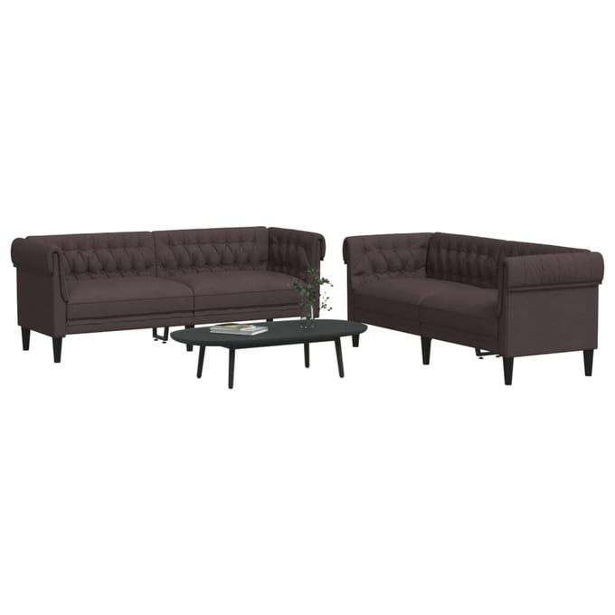 vidaXL - 2-delige - Loungeset - stof - donkerbruin