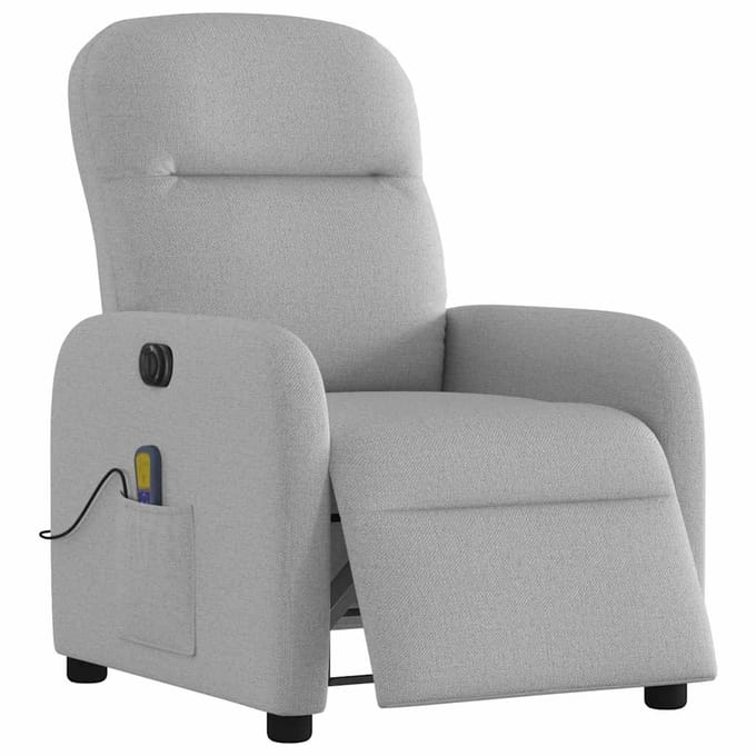 vidaXL - Massagestoel - elektrisch - verstelbaar - stof - wolk - grijs
