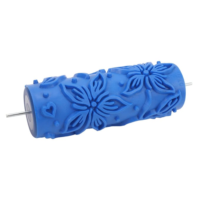 15cm Gekleurde Verfroller Herbruikbare Textuur Rubberen Roller Decoratieve Kunst Rubberen Roller voor Muur Kantoorstoelen Oud blue