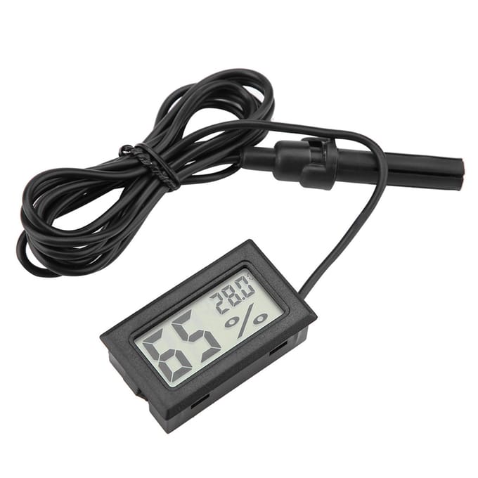Ingebouwde Mini LCD Thermometer Hygrometer Vochtigheid Temperatuur Monitor met Externe Sonde black