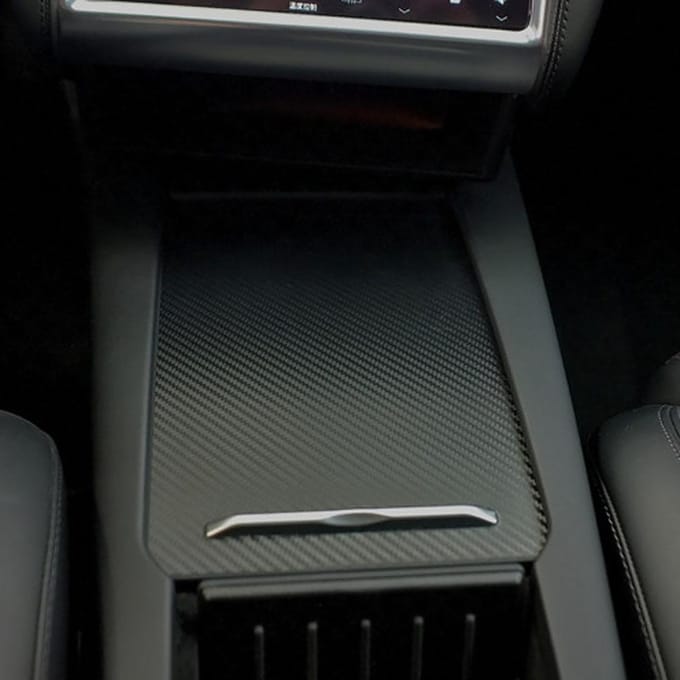 Carbon Fiber Look Middenconsole Armsteun Box Sticker Film Voor Tesla Model SX black
