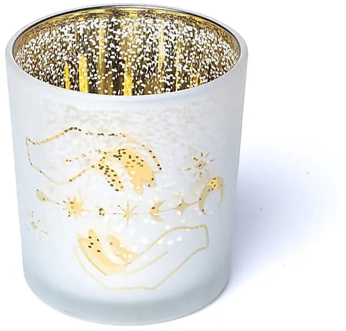 Sfeerlicht matglas/metallic spirituele handen – 7,3 cm x 8 cm