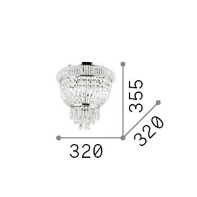 IDEAL LUX plafondlamp Dubai messing/helder, Ø 32 cm, kristal